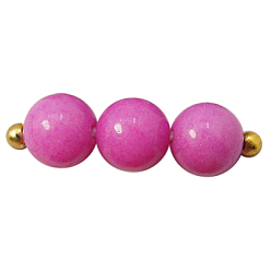 Magenta Natural Mashan Jade Round Beads Strands, Dyed, Magenta, 12mm, Hole: 1mm, about 34pcs/strand, 15.7 inch