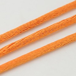 Dark Orange Nylon Cord, Satin Rattail Cord, for Beading Jewelry Making, Chinese Knotting, Dark Orange, 2mm, about 50yards/roll(150 feet/roll)
