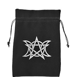 Star Velvet Tarot Cards Storage Bags, Tarot Desk Storage Holder, Black, Star Pattern, 18x13cm