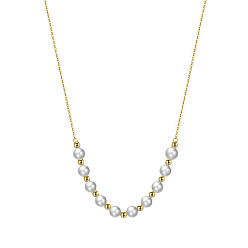 Chapado en Oro Real de 14K Collar con colgante de perlas naturales y cadenas de 925 libras esterlinas, con sello s925, dorado, 16.93 pulgada (43 cm)