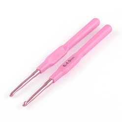 Pearl Pink Aluminum Crochet Hooks with Plastic Handle Covered, Pearl Pink, Pin: 4.0mm, 140x9x7.5mm