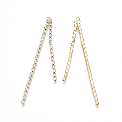 Oro Cadenas de copa de diamantes de imitación de latón borla colgantes grandes, cristal, dorado, 70x4x2 mm, agujero: 1.6 mm