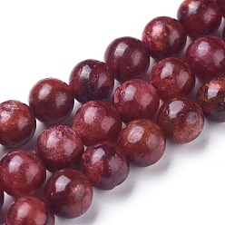 Thulite Natural Thulite Beads Strands, Dyed, Round, 8mm, Hole: 0.8mm, about 51 pcs/Strand, 15.94 inch(40.5 cm) 