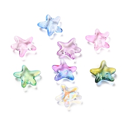 Mixed Color Electroplate Transparent Glass Charms, Starfish, Mixed Color, 10x10x3mm