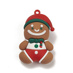 Gingerbread Man Colgantes grandes de estilo navideño de plástico pvc, hombre de pan de jengibre, 53x31.5x24 mm, agujero: 3.8 mm