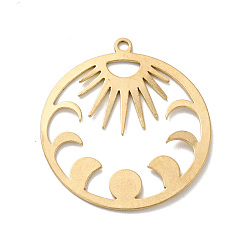 Золотой Латунные подвески, кольцо с фазой луны, золотые, 30x27x1 мм, отверстие : 1.6 мм