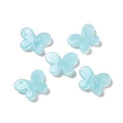 Turquoise Pâle Perles acryliques transparentes, papillon, turquoise pale, 12.8x17.3x4.4mm, Trou: 2mm, environ940 pcs / 500 g
