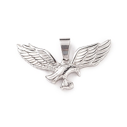 Stainless Steel Color 304 Stainless Steel Pendants, Eagle, Stainless Steel Color, 22.5x42.5x4mm, Hole: 10x6mm