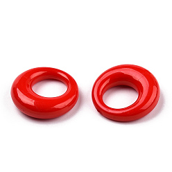 Roja Colgantes de acrílico opacos, anillo, rojo, 25x7.5 mm, agujero: 12.5 mm, Sobre 260 unidades / 500 g