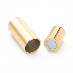 Real 18K Gold Plated 304 Stainless Steel Magnetic Clasps, Column, Real 18k Gold Plated, Hole: 6mm, 16mm