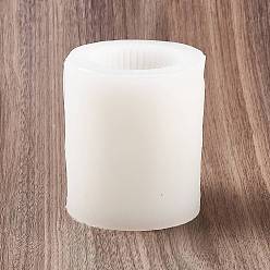 Blanc Moules en silicone pour bougie pilier à rayures rainurées diy, 3d moules à piliers romains hauts cylindriques, pour la fabrication de bougies parfumées, blanc, 7.7x8.9 cm, Diamètre intérieur: 5.3 cm