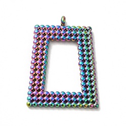 Rainbow Color Placage ionique (ip) 304 pendentifs en acier inoxydable, charme trapézoïdal, couleur arc en ciel, 27x20x1.5mm, Trou: 1.8mm