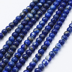 Lapis Lazuli Natural Lapis Lazuli Beads Strands, Round, 4mm, Hole: 0.5mm, about 96~100pcs/strand, 15.5 inch(39cm)