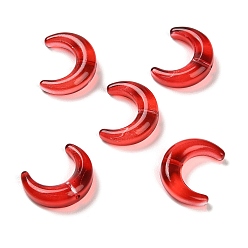 Roja Cuentas de murano hechas a mano degradadas, luna, rojo, 16.5x13x5.5 mm, agujero: 1 mm