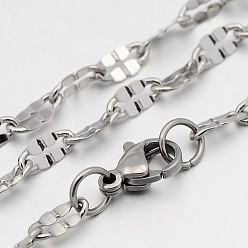 Stainless Steel Color 304 Stainless Steel Dapped Cable Chain Necklaces, with Lobster Claw Clasps, Stainless Steel Color, 23.4 inch(59.4cm), 3.5mm