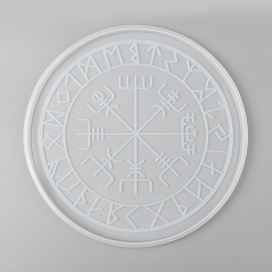 Blanc Moules en silicone pour tapis de divination pierres runiques, pour le conseil d'astrologie, moule de plateau de dés, assiette théosophique ronde, blanc, 253x11mm, diamètre intérieur: 237 mm