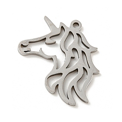 Stainless Steel Color Stainless Steel Pendants, Laser Cut, Unicorn, Stainless Steel Color, 18x17.5x1mm, Hole: 1.2mm
