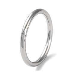 Stainless Steel Color 304 Stainless Steel Simple Plain Band Finger Ring for Women Men, Stainless Steel Color, 1.7mm, Inner Diameter: 15mm