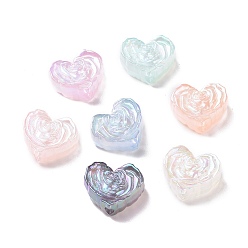 Mixed Color UV Plating Rainbow Iridescent Acrylic Beads, Heart, Mixed Color, 23x20.5x10mm, Hole: 3mm