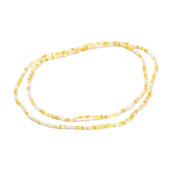 Yellow Summer Jewelry Waist Beads, Body Chain, Faceted Glass Beaded Belly Chain, Bikini Jewelry for Woman Girl, Yellow, 31-1/2 inch(80cm), Beads: 3x2.5mm