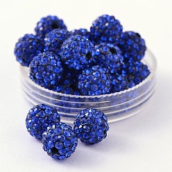 Sapphire Polymer Clay Rhinestone Beads, Grade A, Round, PP15, Sapphire, 12mm, Hole: 2mm, PP15(2.1~2.2mm)