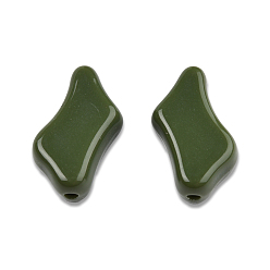 Vert Olive Foncé Perles acryliques opaques, nuggets, vert olive foncé, 21x13x7mm, Trou: 1.6~1.8mm, environ450 pcs / 500 g