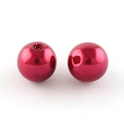 Roja Perlas redondas de perlas de imitación de plástico abs, rojo, 16 mm, Agujero: 2.5 mm, sobre 230 unidades / 500 g