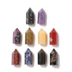 Mixed Stone Gemstone Sculpture Display Decoration, Healing Stone Wands, for Reiki Chakra Meditation Therapy Decos, Bullet/Hexagonal Prism, 35~37x17~17.5x15~16mm