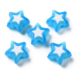 Deep Sky Blue Star Acrylic Beads, Bead in Bead, Deep Sky Blue, 8.5x9x4mm, Hole: 1.8mm, about 2941pcs/500g