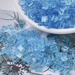 (TL148) Transparent Bleu Clair Perles miyuki tila, perles de rocaille japonais, 2-trou, (tl 148) aqua transparent, 5x5x1.9mm, trou: 0.8 mm, environ 590 pcs / 50 g