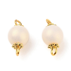 Ivoire Liens de perles acryliques de style peint à la bombe, avec apprêts en laiton plaqué or et alliage, ronde, blanc crème, 16x7.7x7.8mm, Trou: 2mm