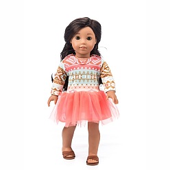 Лосось Кукольное платье из хлопка с цветочным узором, наряды для кукол, подходит для американских 18 дюймовых кукол, salmon, 235 мм