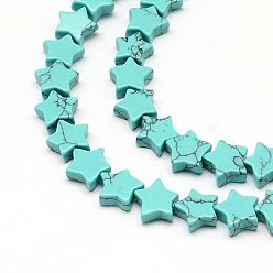 Synthetic Turquoise Dyed Synthetical Turquoise Beads Strands, 11x11.5x4~5mm, Hole: 1mm, about 20pcs/strand, 7.87 inch