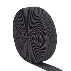 Черный Плоский эластичный резиновый шнур / полоса, швейные принадлежности для одежды, чёрные, 24.5x2 мм, около 5.46 ярдов (5 м) / рулон