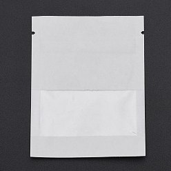 Белый Крафт-бумага с открытым верхом сумки на молнии, мешки для хранения продуктов, закрывающиеся пакеты, для хранения упаковки, со слезоточивыми насечками, прямоугольные, белые, 18.1x13.1x0.2 см, внутренней меры: 12 см, окно: 13x6.2 см, односторонняя толщина: 4.7 мил(0.12мм)