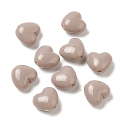 Bronze Perles acryliques opaques, cœur, tan, 9x9.5x5.5mm, Trou: 1.5mm, environ1650 pcs / 500 g