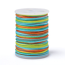 Coloré Fil de polyester teint par segment, cordon tressé, colorées, 0.8mm, environ 10.93 yards (10m)/rouleau
