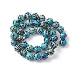 Bleu Ciel Perles synthétiques malachite brins, teint, ronde, bleu ciel, 10mm, Trou: 1mm, Environ 38 pcs/chapelet, 14.96'' (38 cm)