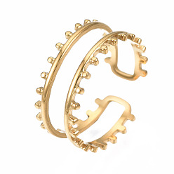 Oro 304 anillo de puño abierto de doble línea de acero inoxidable, anillo hueco grueso para mujer, dorado, tamaño de EE. UU. 6 3/4 (17.1 mm)