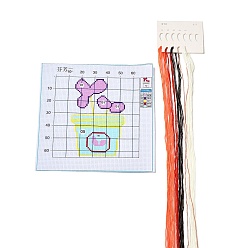 Coloré Kits de point de croix bricolage pour débutants, motifs de fleurs, kit de point de croix estampé, y compris tissu imprimé 11ct, fil à broder et aiguilles, instructions, colorées, 195~198x195~204x1mm