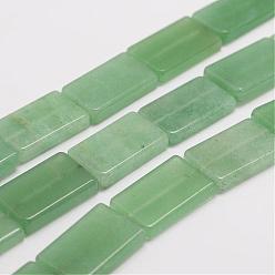 Green Aventurine Natural Green Aventurine Bead Strands, Rectangle, 20x12.5x3.5mm, Hole: 1mm, about 20pcs/strand, 17 inch
