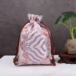 BrumosaRosa Bolsas de almacenamiento de tela con estampado de ondas de agua, bolsa de embalaje de bolsas rectangulares con cordón, rosa brumosa, 18x13 cm