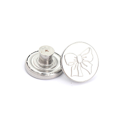 Platinum Alloy Button Pins for Jeans, Nautical Buttons, Garment Accessories, Round with Bowknot, Platinum, 20mm