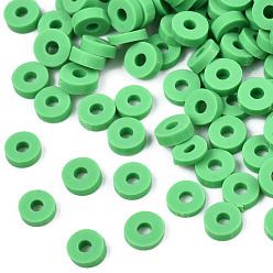 Verdemar Medio Cuentas de arcilla polimérica hechas a mano ecológicas, disco / plano y redondo, perlas heishi, verde mar medio, 4x1 mm, agujero: 1 mm, Sobre 55000 unidades / 1000 g