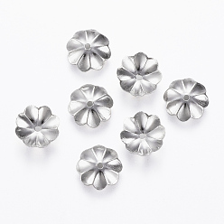 Stainless Steel Color 304 Stainless Steel Bead Caps, Multi-Petal, Stainless Steel Color, 8x2mm, Hole: 1mm