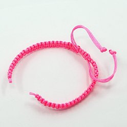 Rose Chaud Cordon tressé en nylon pour la fabrication de bracelets de bricolage, rose chaud, 145~155x5x2mm, Trou: 2~4mm