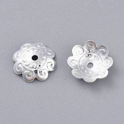 Silver 201 Stainless Steel Bead Caps, Multi-Petal, Flower, Silver, 11x3mm, Hole: 1.4mm