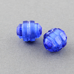Blue Transparent Acrylic Beads, Bead in Bead, Twist, Blue, 10x8mm, Hole: 2mm, about 1600pcs/500g