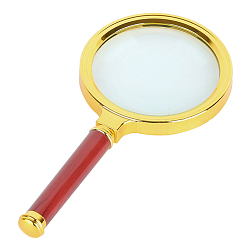 Clear Glass lens Portable Handheld Reading Magnifiers, 10X Magnifying Loupe, for Senior and Kids, with Wooden Handle & ABS Plastic Frame, Clear, 155x70x15mm