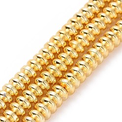 Golden Plated Electroplate Non-magnetic Synthetic Hematite Beads Strands, Grade AA, Long-Lasting Plated, Rondelle, Golden Plated, 4x2mm, Hole: 1mm, about 175pcs/strand, 15.7 inch(40cm)